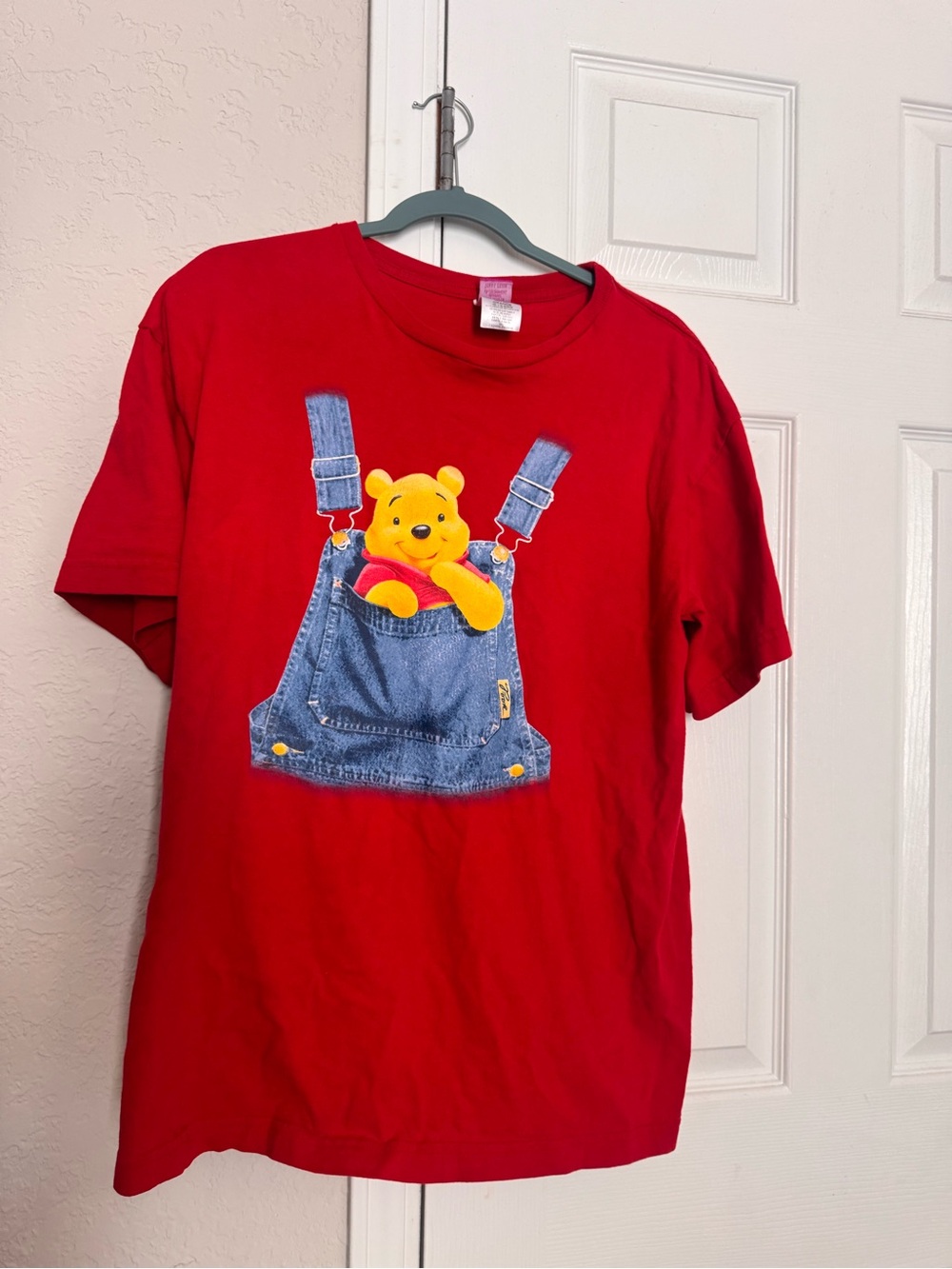 Vintage Red Winnie the Pooh Overalls Graphic Tee